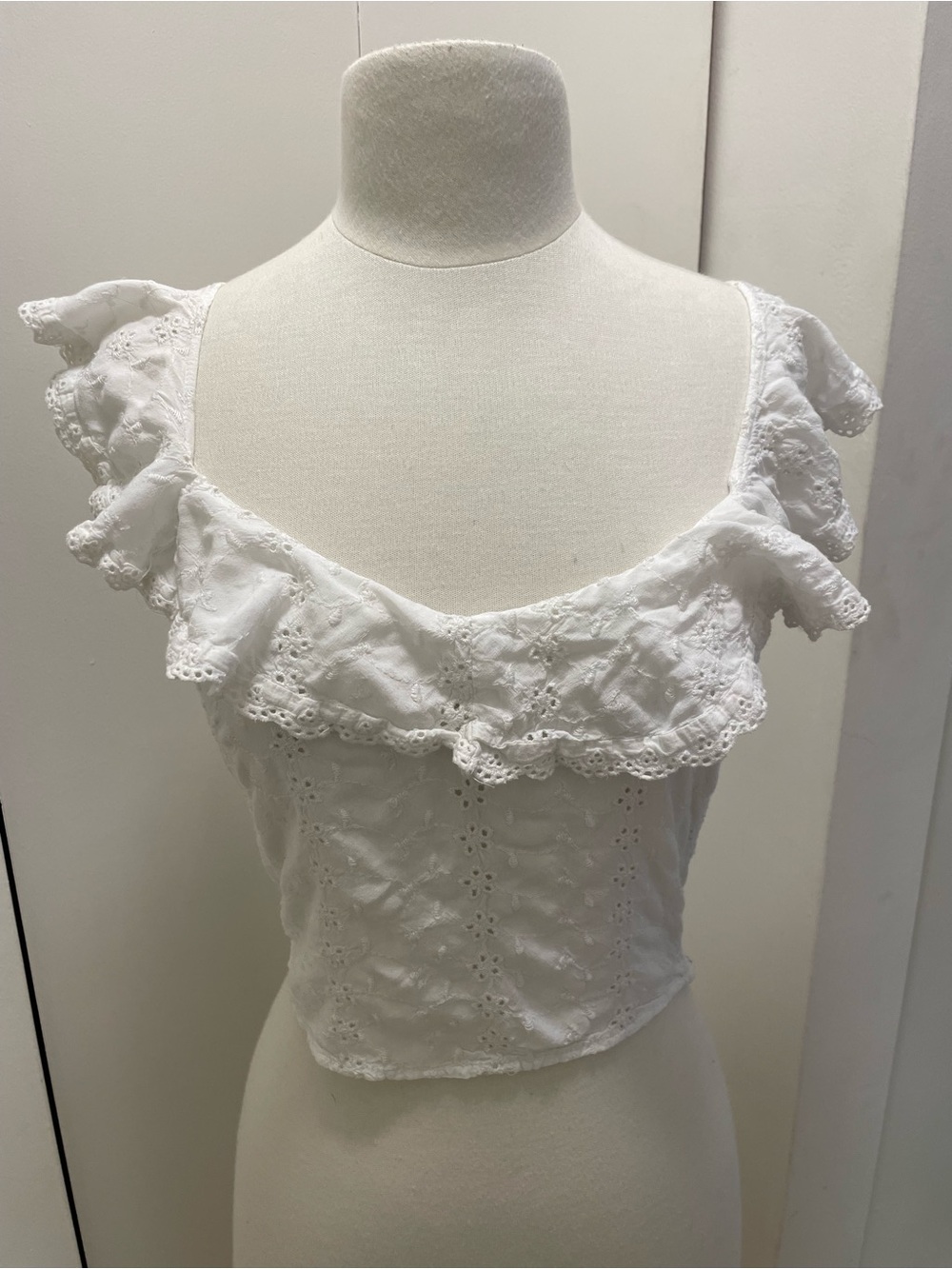 Forever 21 White Eyelet Ruffle Camisole
